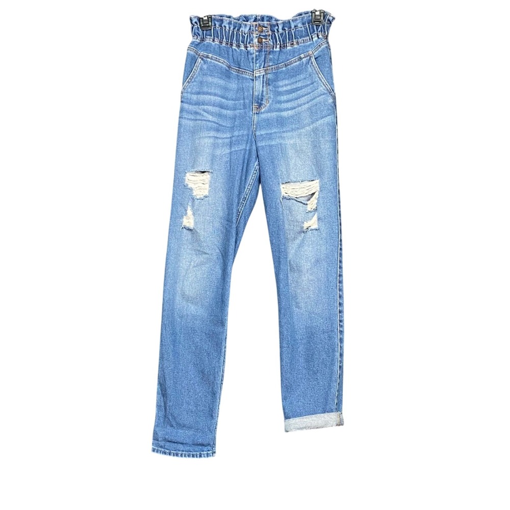 Hollister Ultra High-Rise‎ Mom Jeans Women's 25 Distressed Vintage Stretch Denim